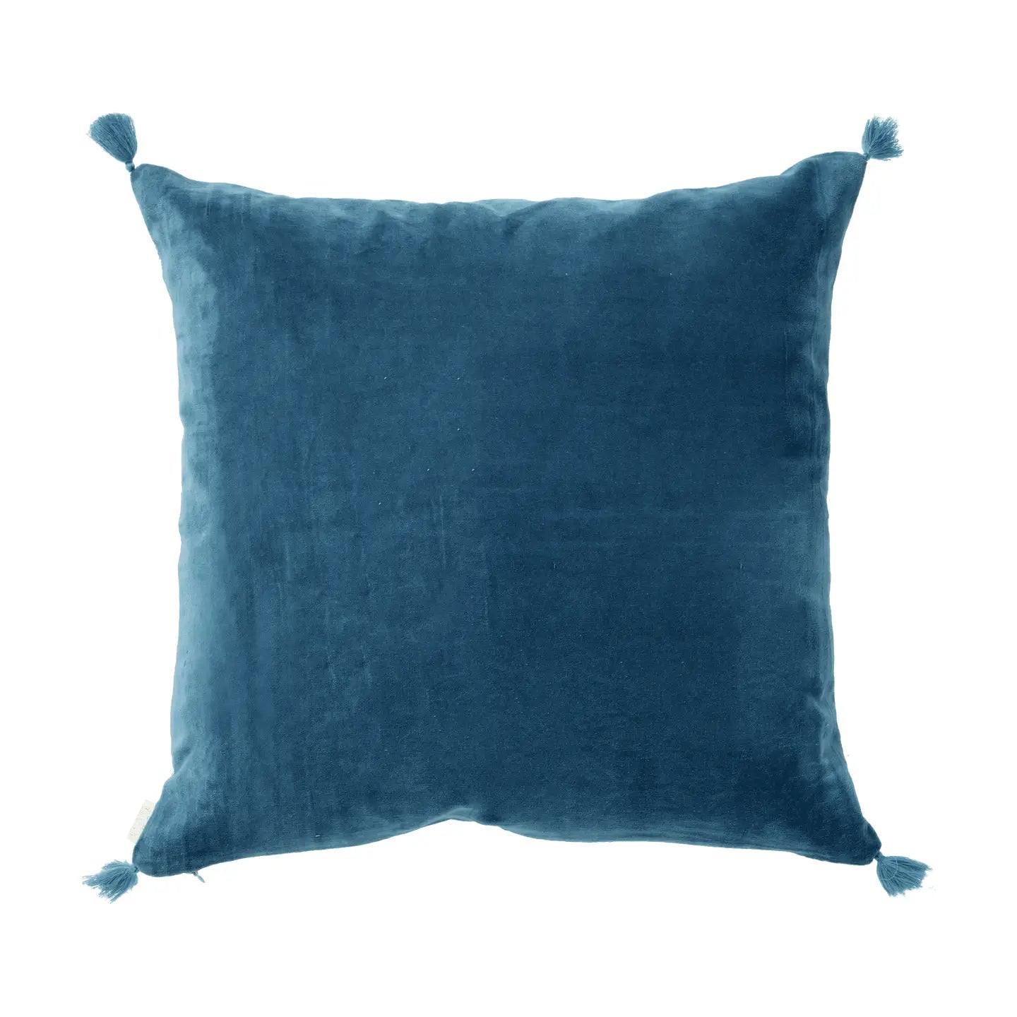Copricuscino stampato - modello con fiore indiano e velluto blu - dim. 50 x 50 cm