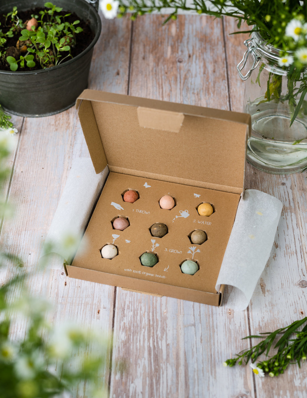 Scatola regalo media - "Fiori per te" con 9 bombe di semi