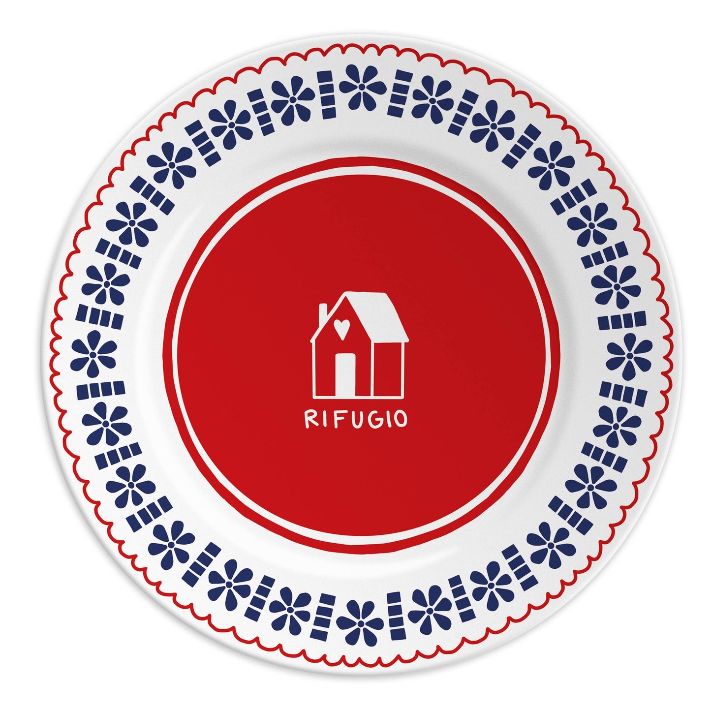RIFUGIO - Piatto in porcellana con scritta