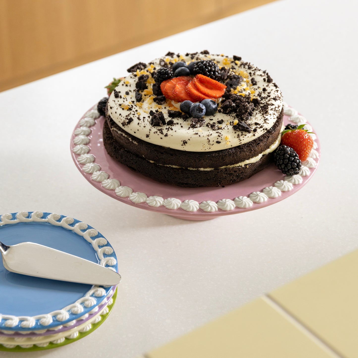 Piatto da portata per torte - whip rosa
