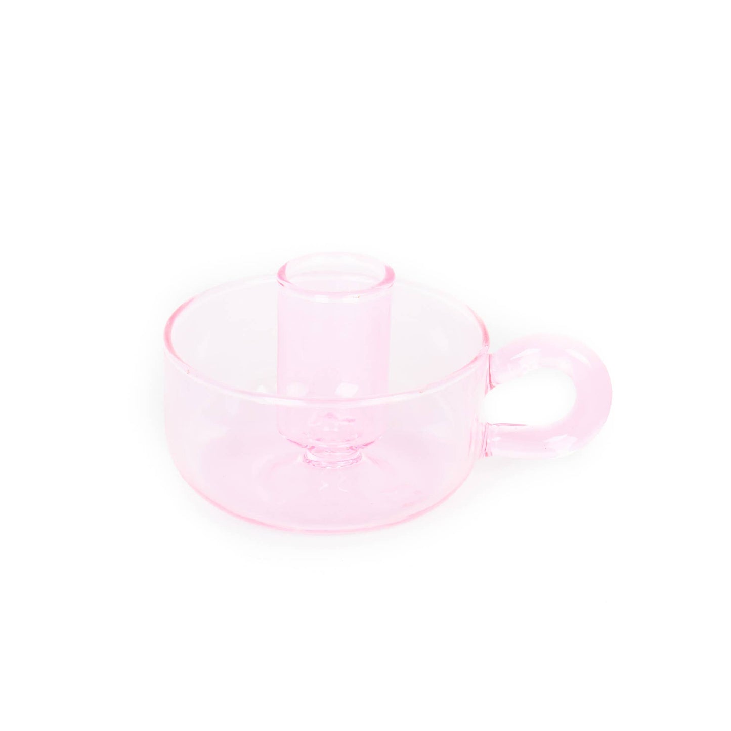 Portacandela classico in cristallo color rosa