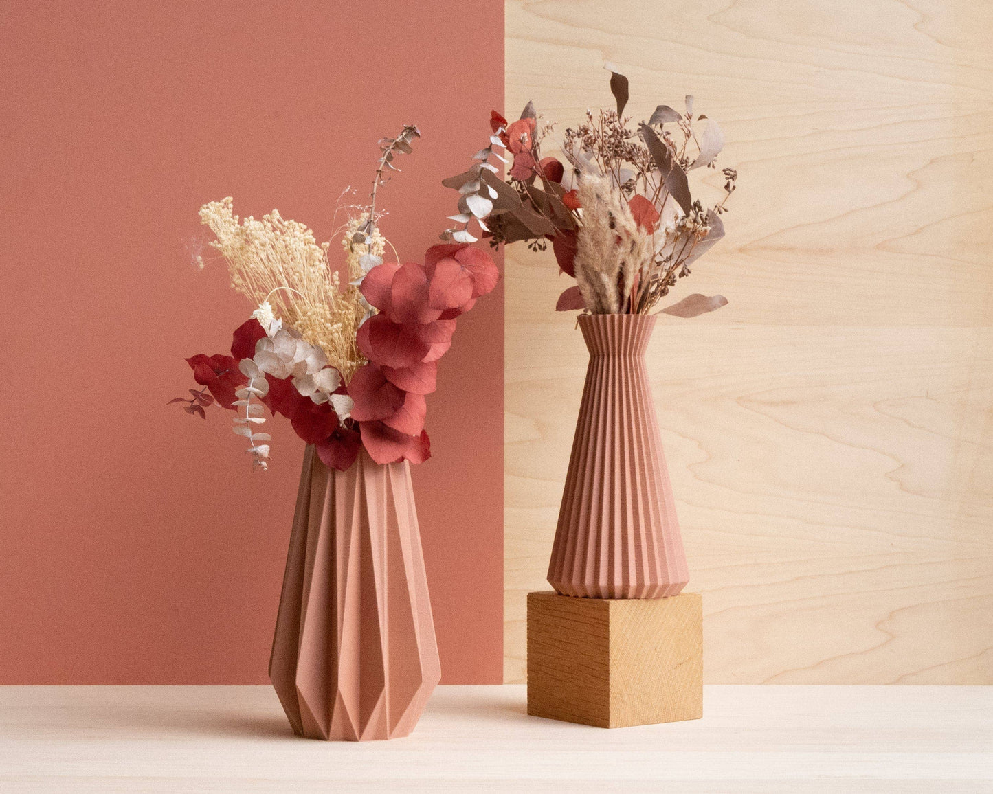Vaso - modello ORIGAMI h. 20 cm TERRACOTTA - perfetto per fiori secchi!