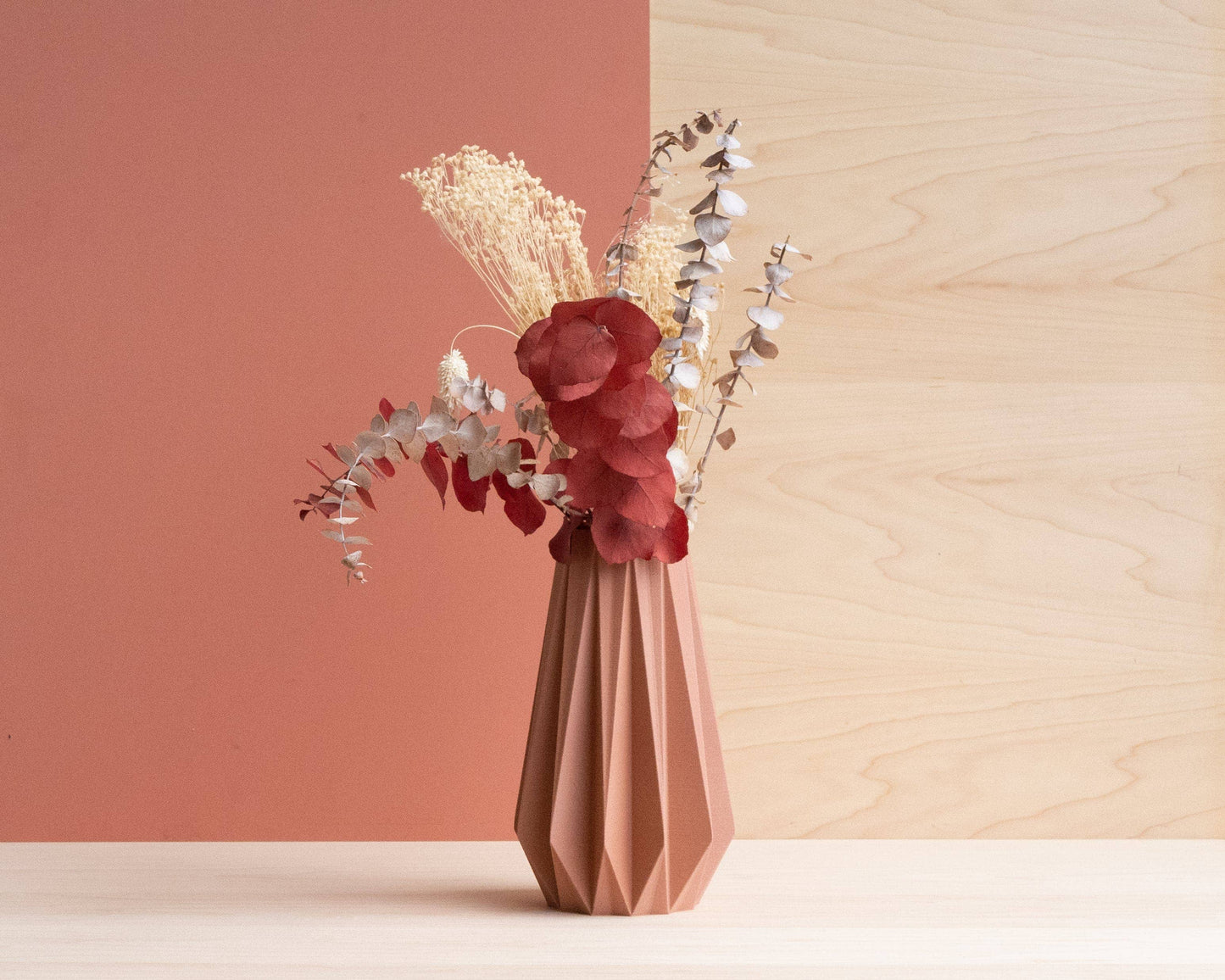 Vaso - modello ORIGAMI h. 20 cm TERRACOTTA - perfetto per fiori secchi!