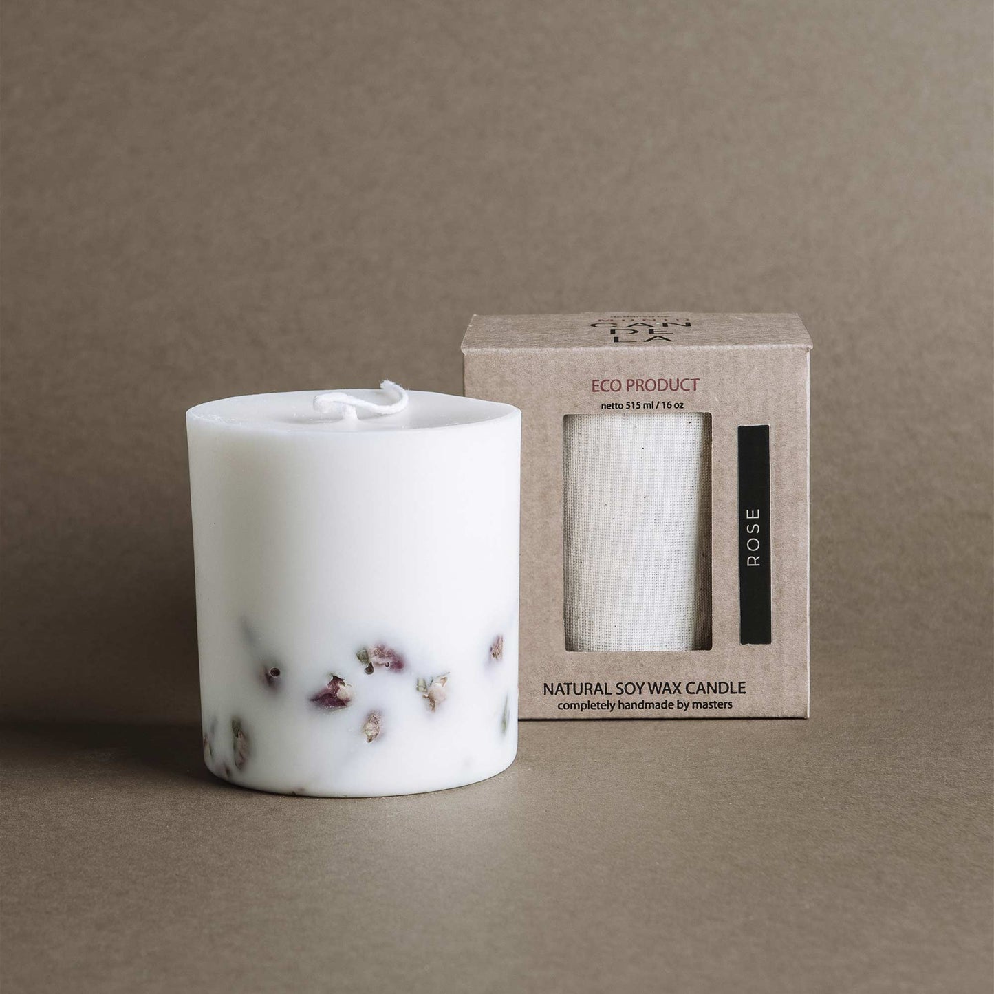 Candela rosa - Candela floreale botanica - Fatta a mano