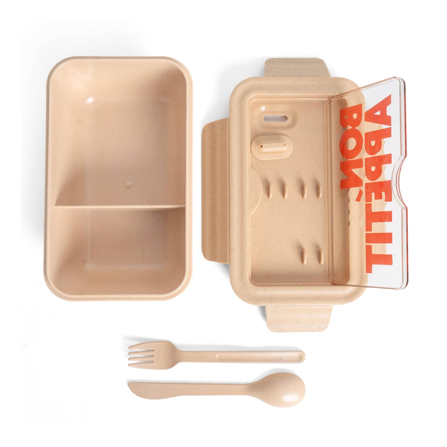 LUNCH BOX BON APPÉTIT - Color CAMEL in plastica di paglia di grano
