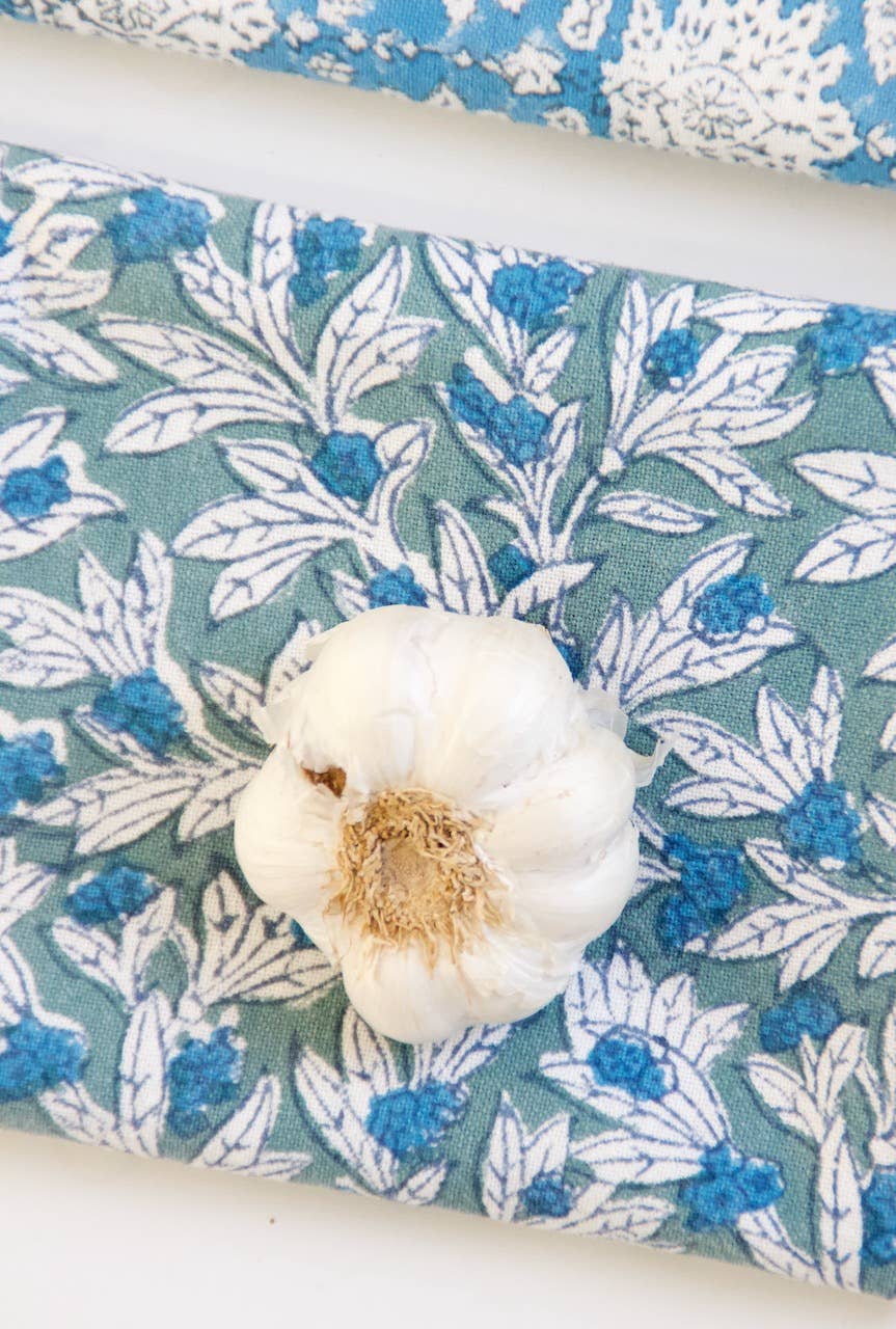 Strofinaccio da cucina Handmade - modello Wakame Blu - stampato a mano - 100% Cotone