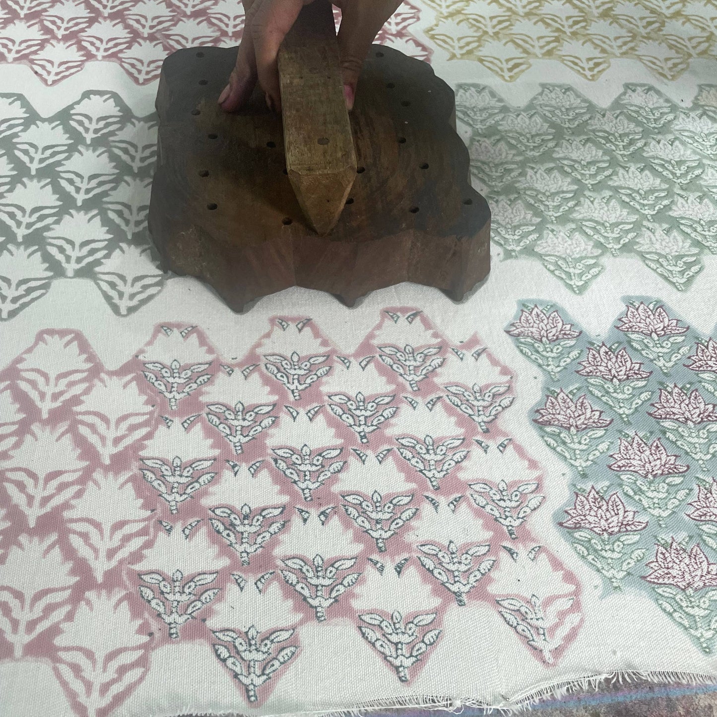 Strofinaccio da cucina Handmade - Modello Giorno di sole ciliegia - Stampato a mano - 100% cotone