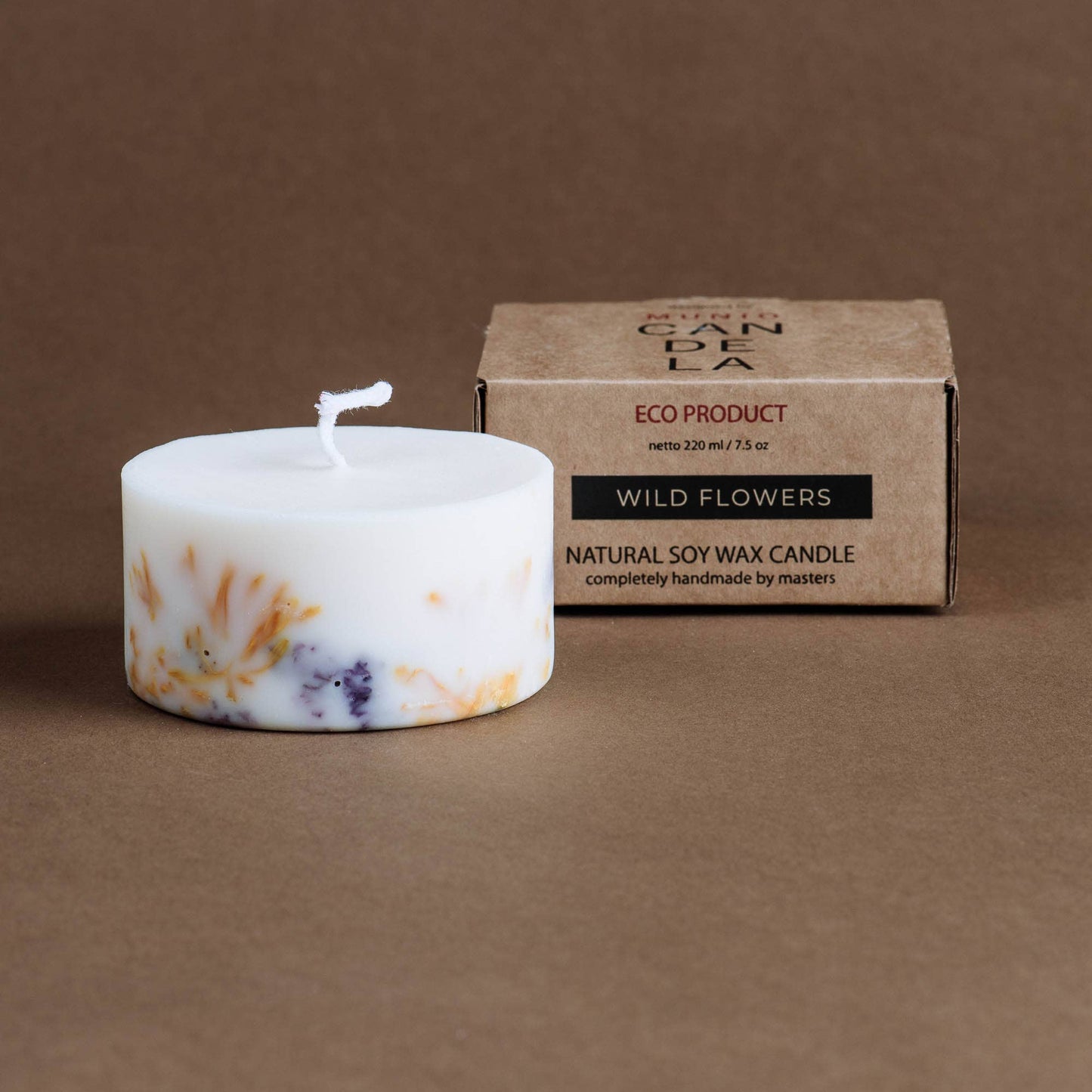 Mini candela con fiori selvatici - Candela biologica artigianale - Fatta a mano