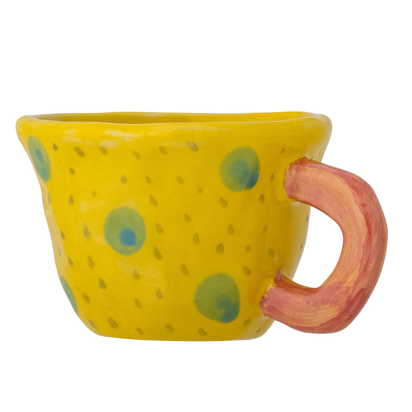 Tazza NINI - gialla a pois verdi e manico rosa