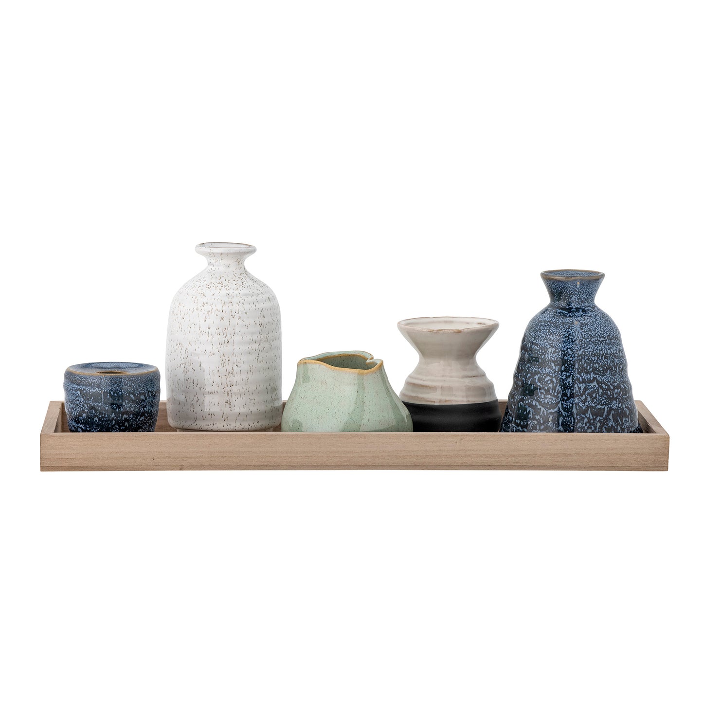 Vaso LONGO - Vassoio in legno con 2 portacandela e 3 piccoli vasi