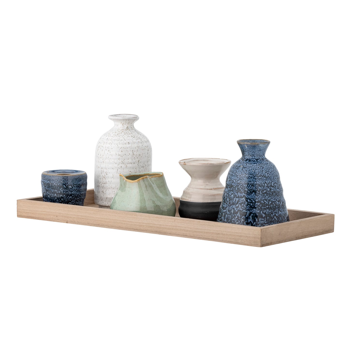 Vaso LONGO - Vassoio in legno con 2 portacandela e 3 piccoli vasi