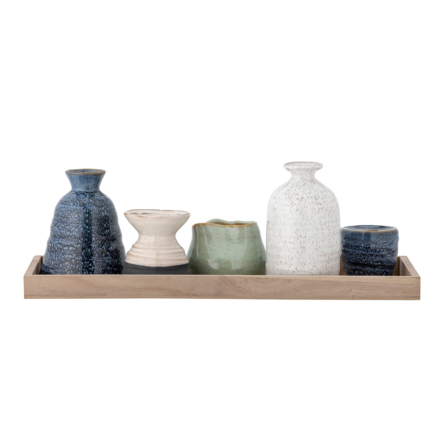 Vaso LONGO - Vassoio in legno con 2 portacandela e 3 piccoli vasi
