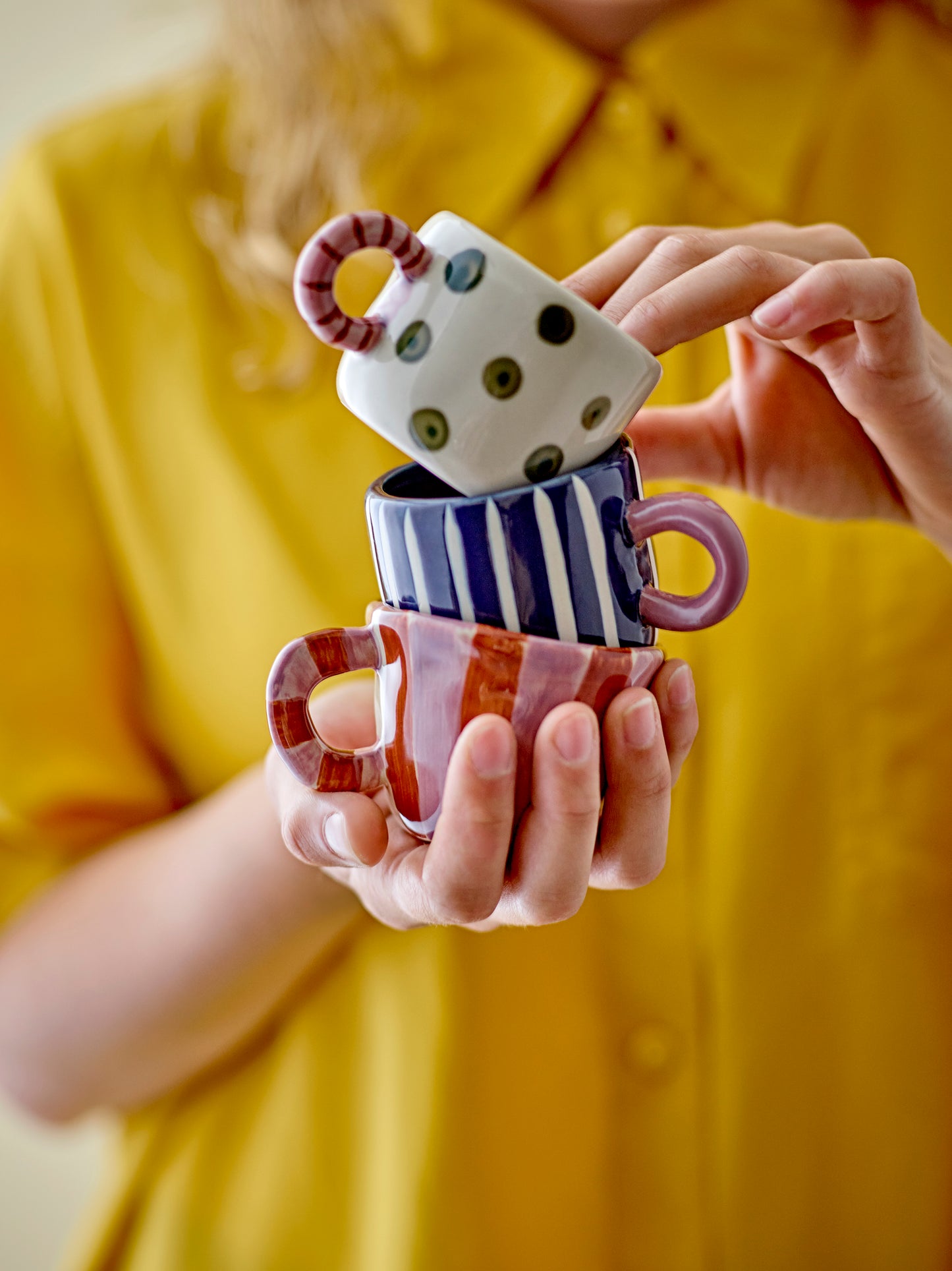 Tazza NINI - Righe rosse e rosa