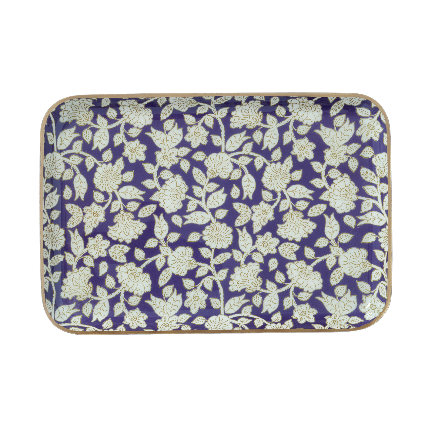 Vassoio Aperol con fiori in metallo smaltato - modello Jaya Viola - dim. 30,5 x 21,2 cm