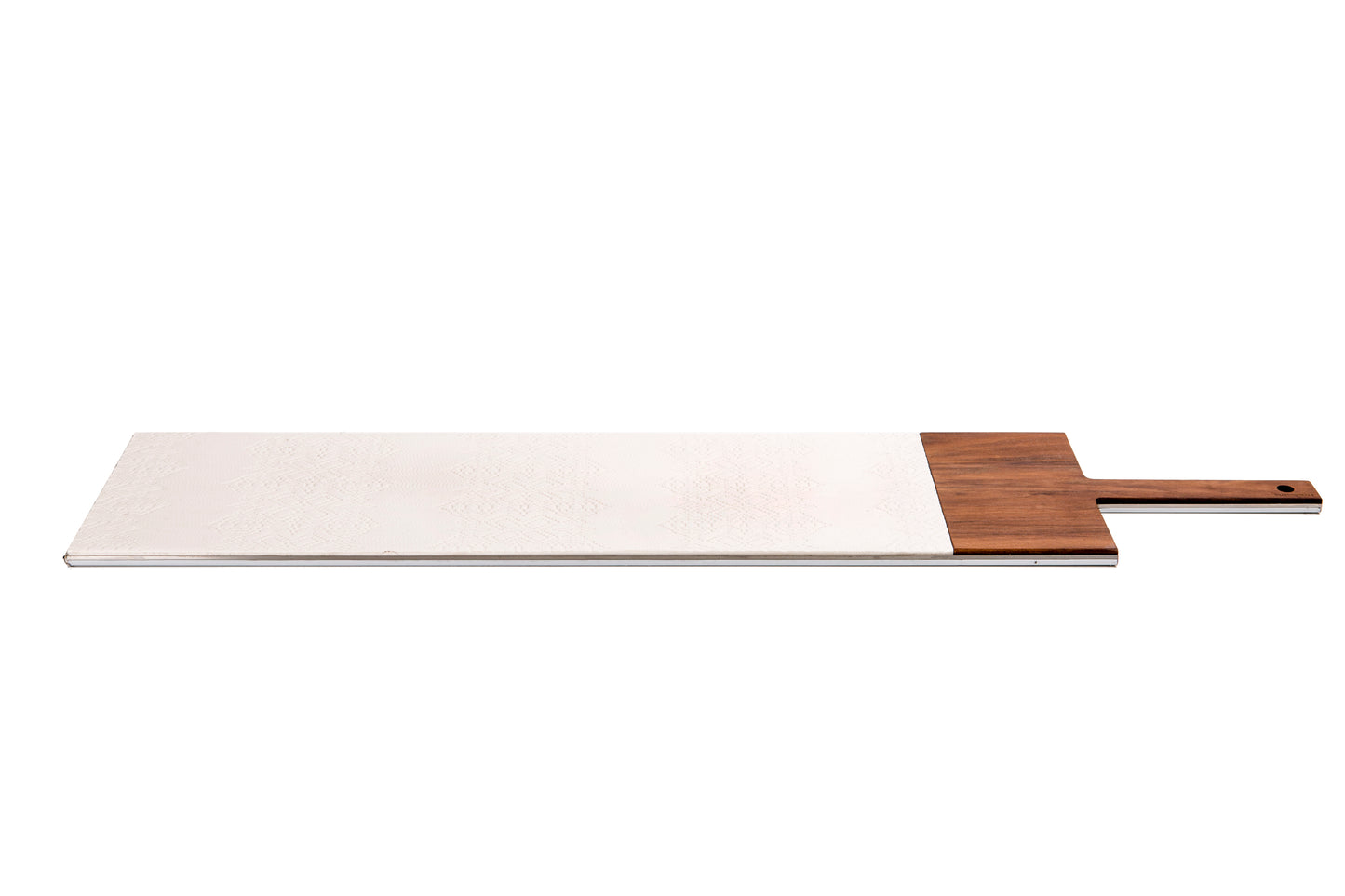 IN-TAGLIO 2 - Tagliere/Centrotavola in ceramica e legno 18 x 79 cm - colore Bianco/Legno - KnIndustrie