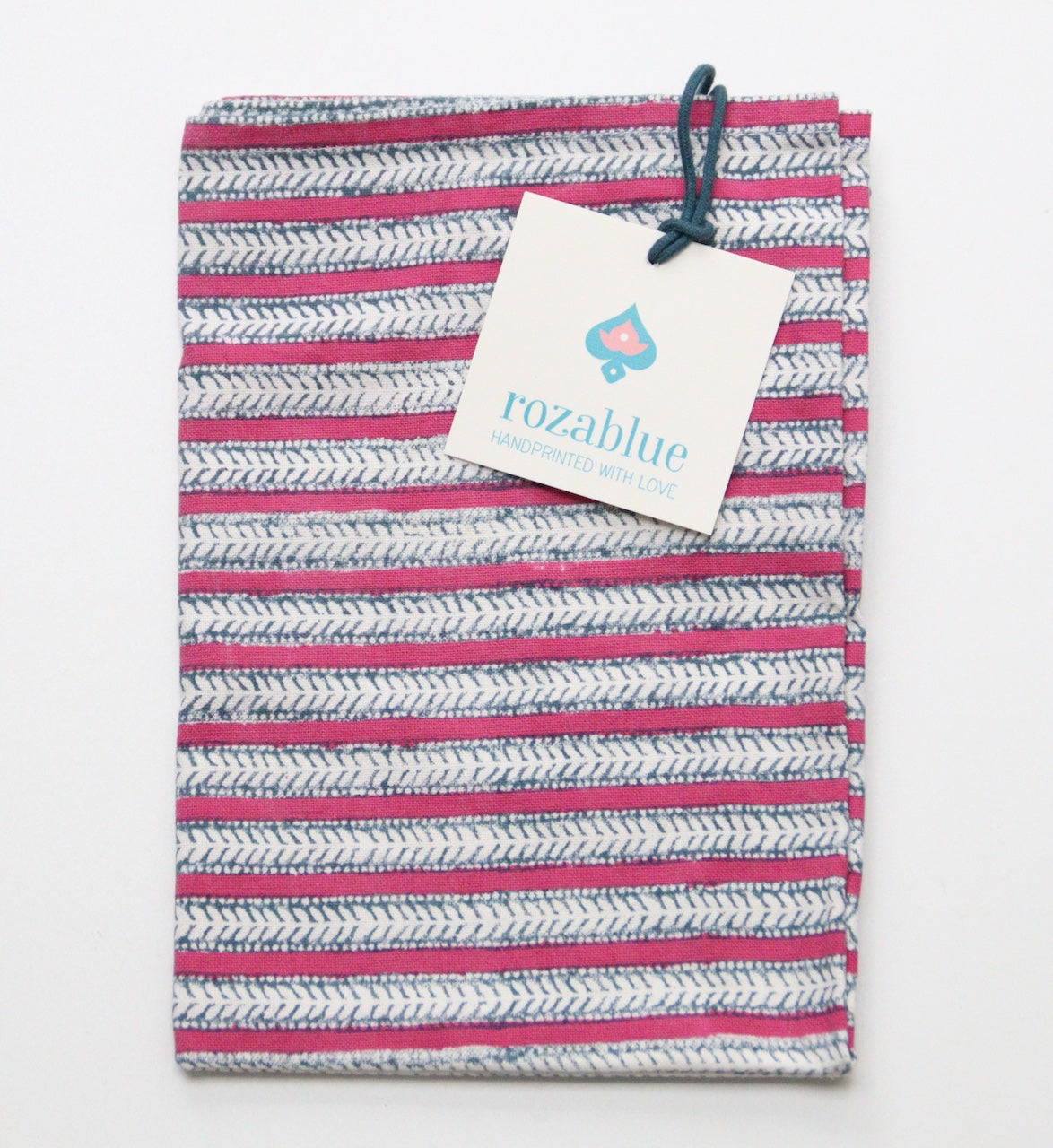 Strofinaccio da cucina Handmade - Modello Funkystripes Carmine - stampato a mano - 100% Cotone