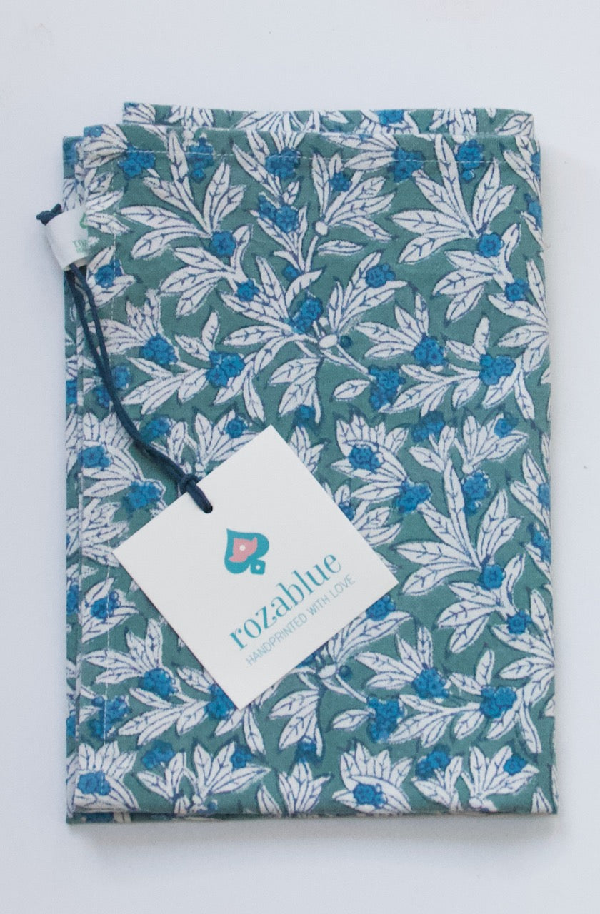 Strofinaccio da cucina Handmade - modello Wakame Blu - stampato a mano - 100% Cotone