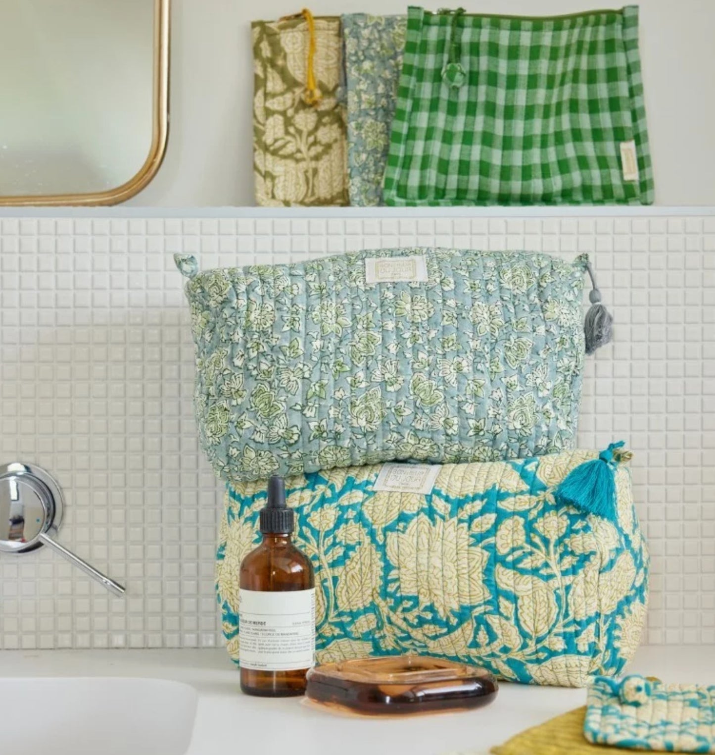 Beauty case in cotone stampato - Chandra Blue Lake