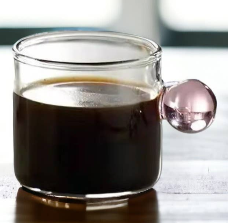 Tazzine da caffè in vetro con manico a sfera
