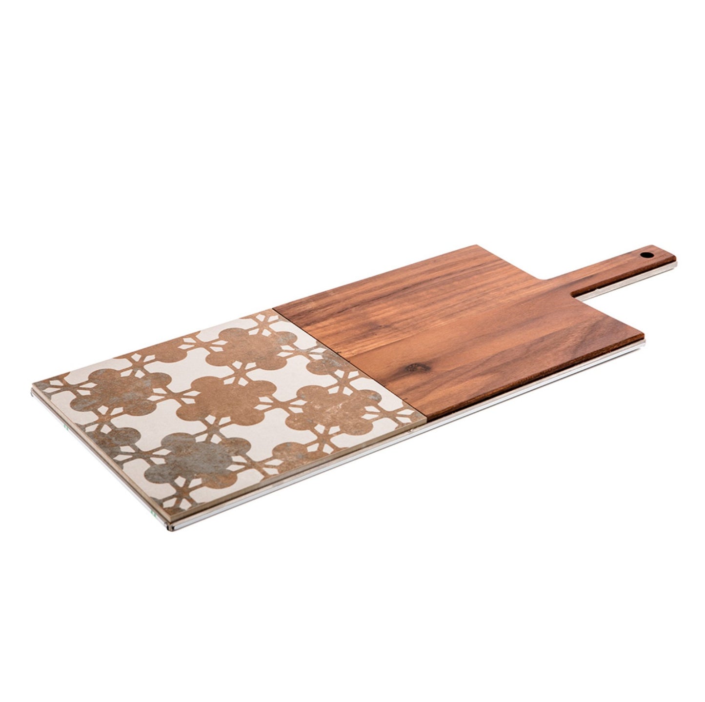 IN-TAGLIO 1 - Tagliere/Centrotavola in ceramica e legno 20 x 52 cm - Marrone - KnIndustrie