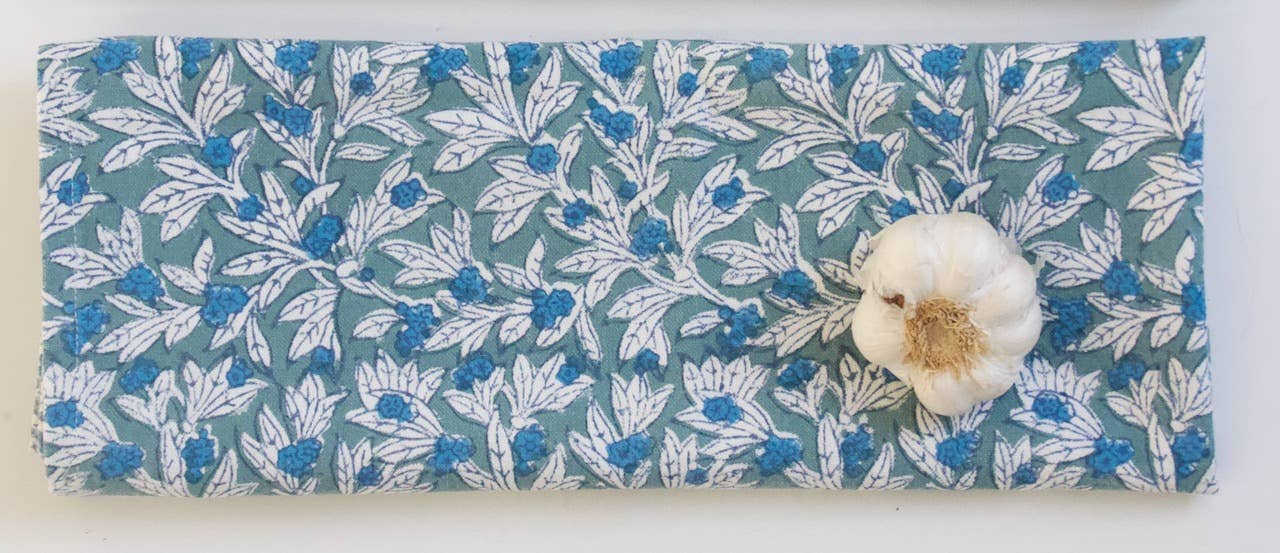 Strofinaccio da cucina Handmade - modello Wakame Blu - stampato a mano - 100% Cotone