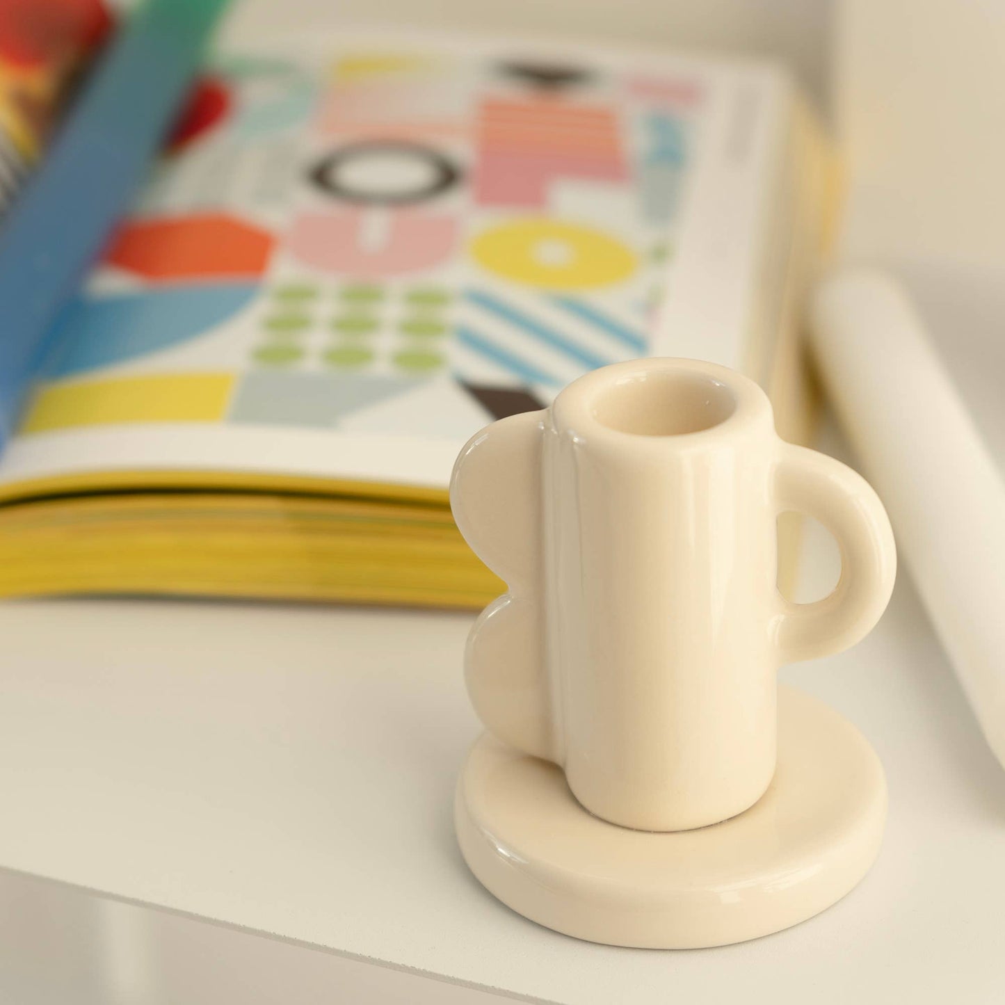 Portacandele stile vintage - colore beige