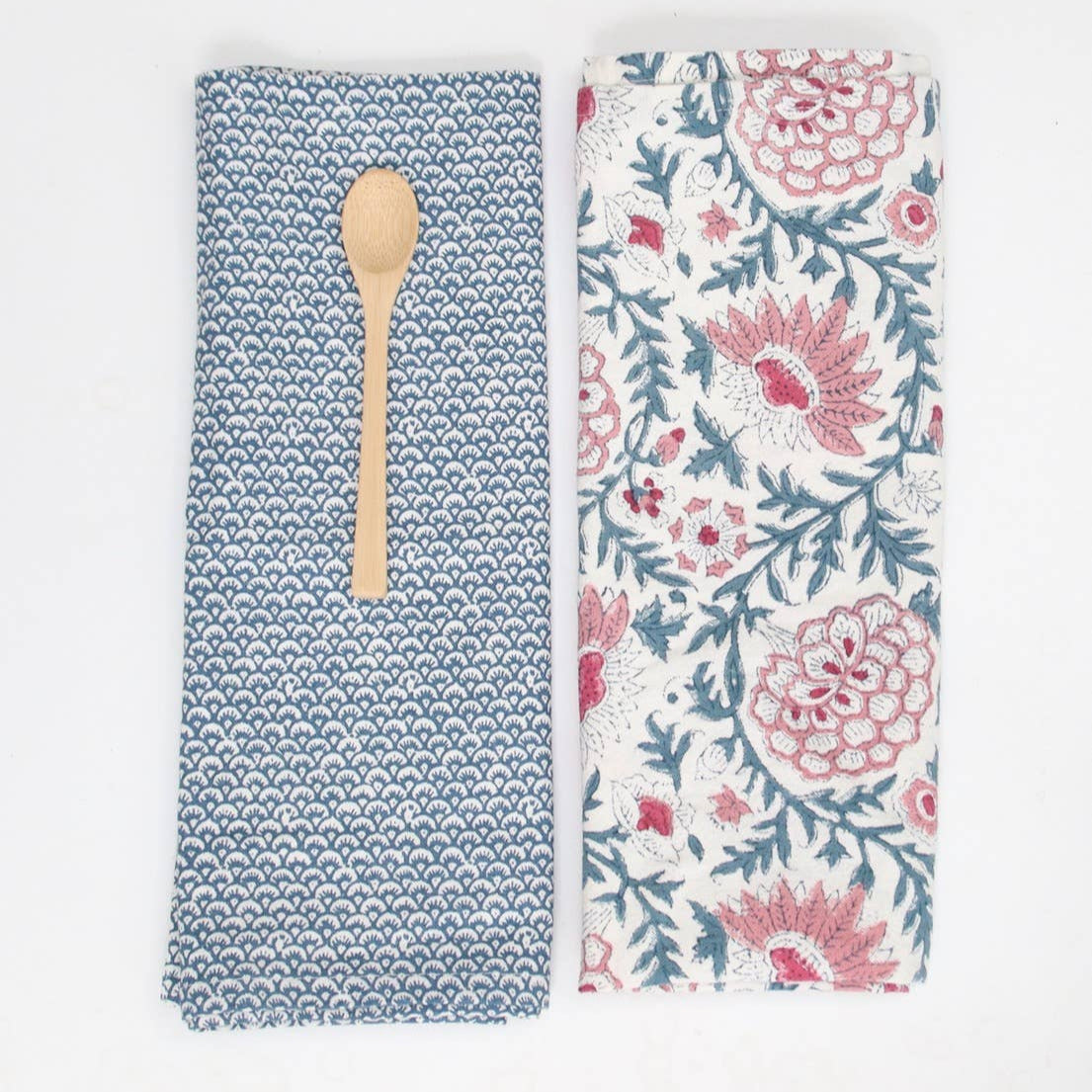 Strofinaccio da cucina Handmade - Modello Giorno di sole ciliegia - Stampato a mano - 100% cotone