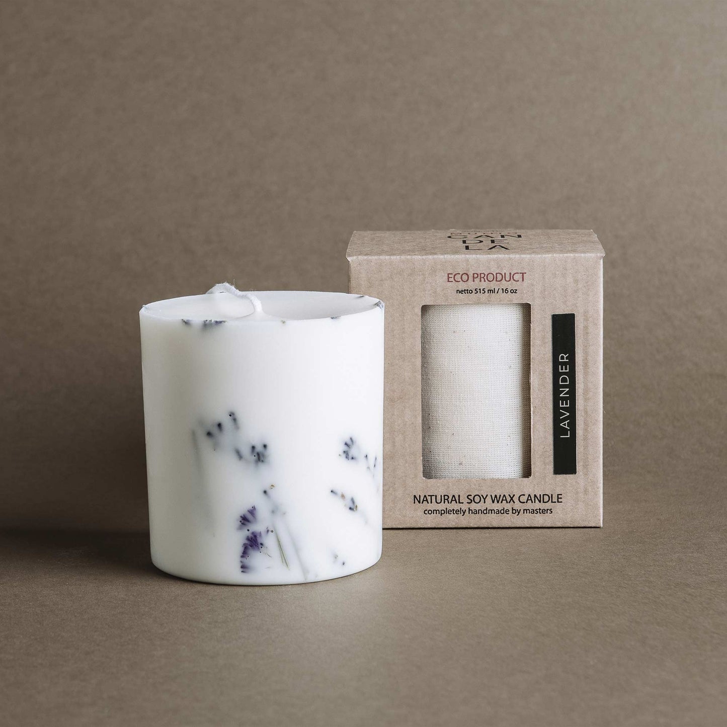 Candela alla lavanda - Candela botanica ecologica - Fatta a mano