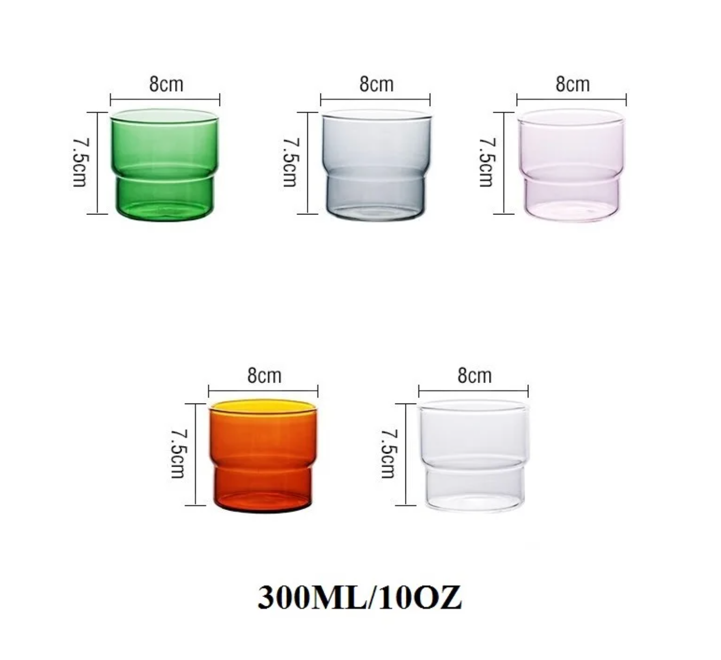 Bicchiere in vetro colorato impilabile - diversi colori disponibili