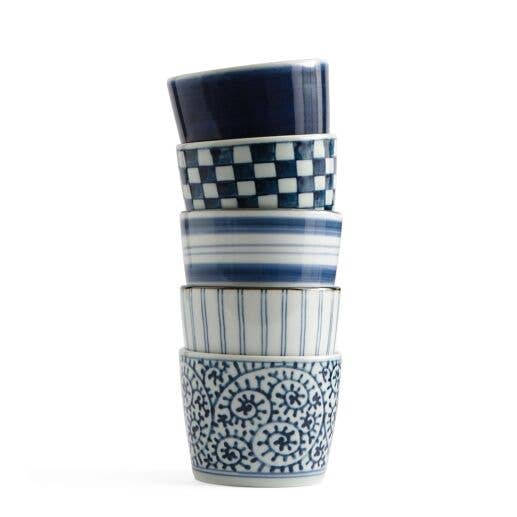 Set di 5 ciotole per soba decorate - giapponesi