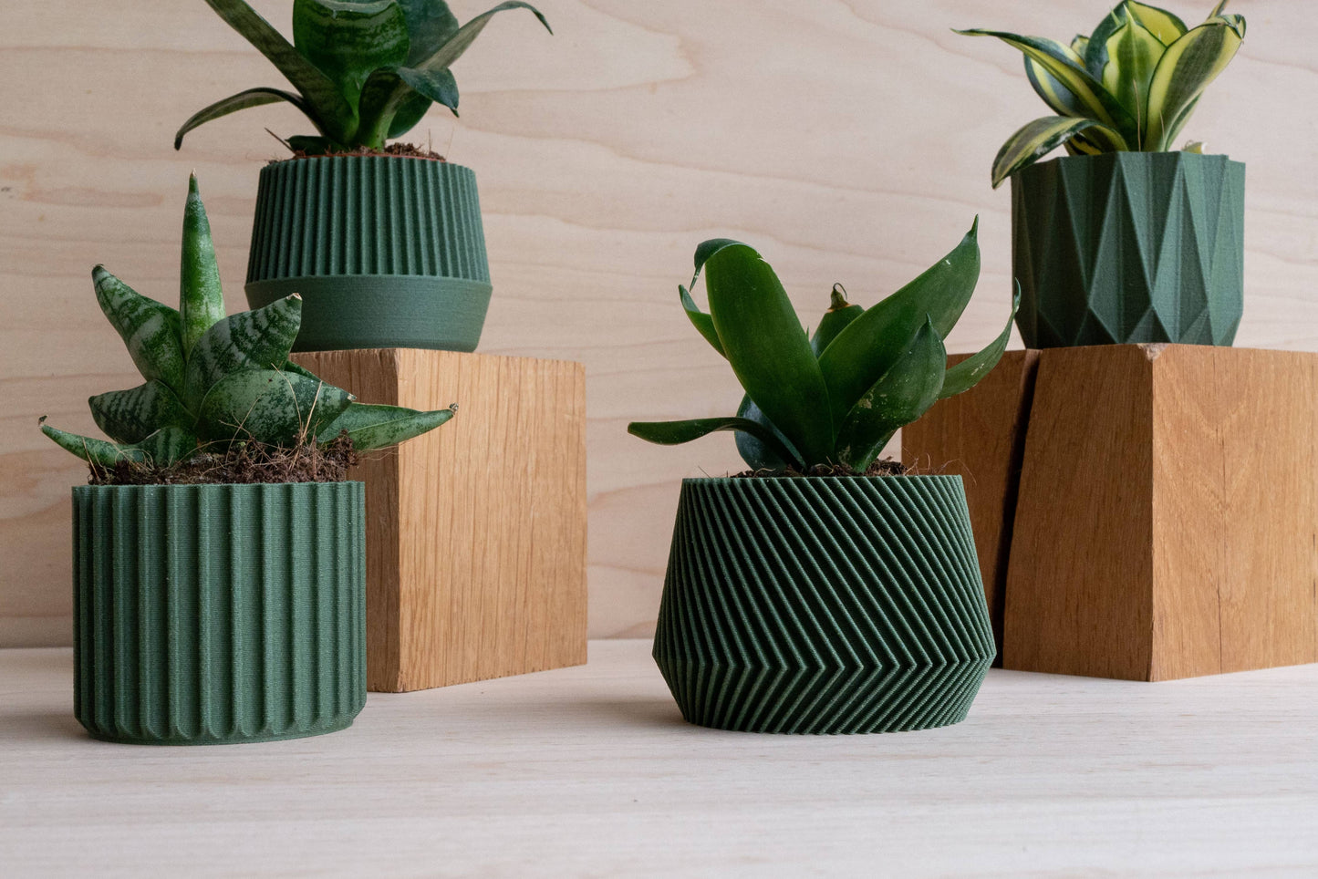 Set di 4 piccoli vasetti verdi - modello Oslo Origami Kobe Stockholm
