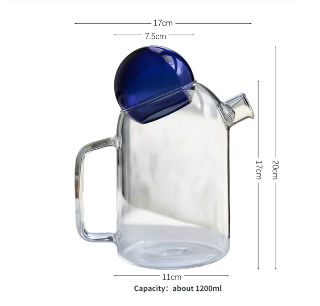 Teiera in vetro con coperchio a tazza - 1200 ml -