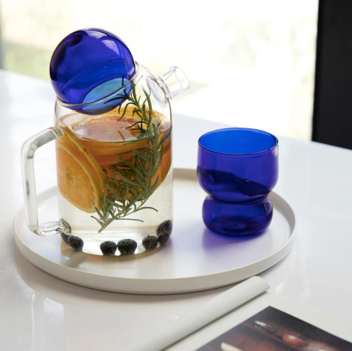 Teiera in vetro con coperchio a tazza - 1200 ml -