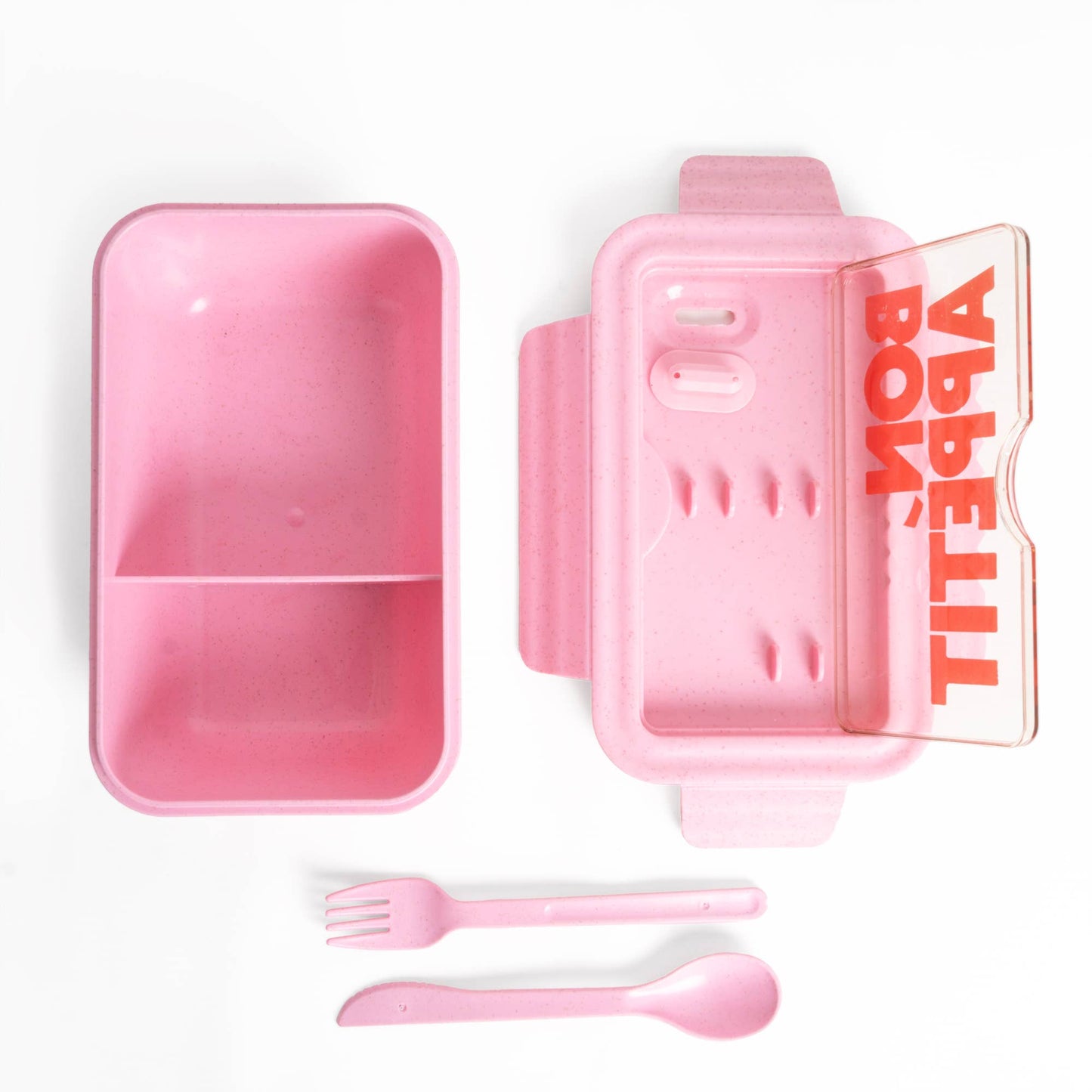 LUNCH BOX BON APPÉTIT - Color ROSA in plastica di paglia di grano