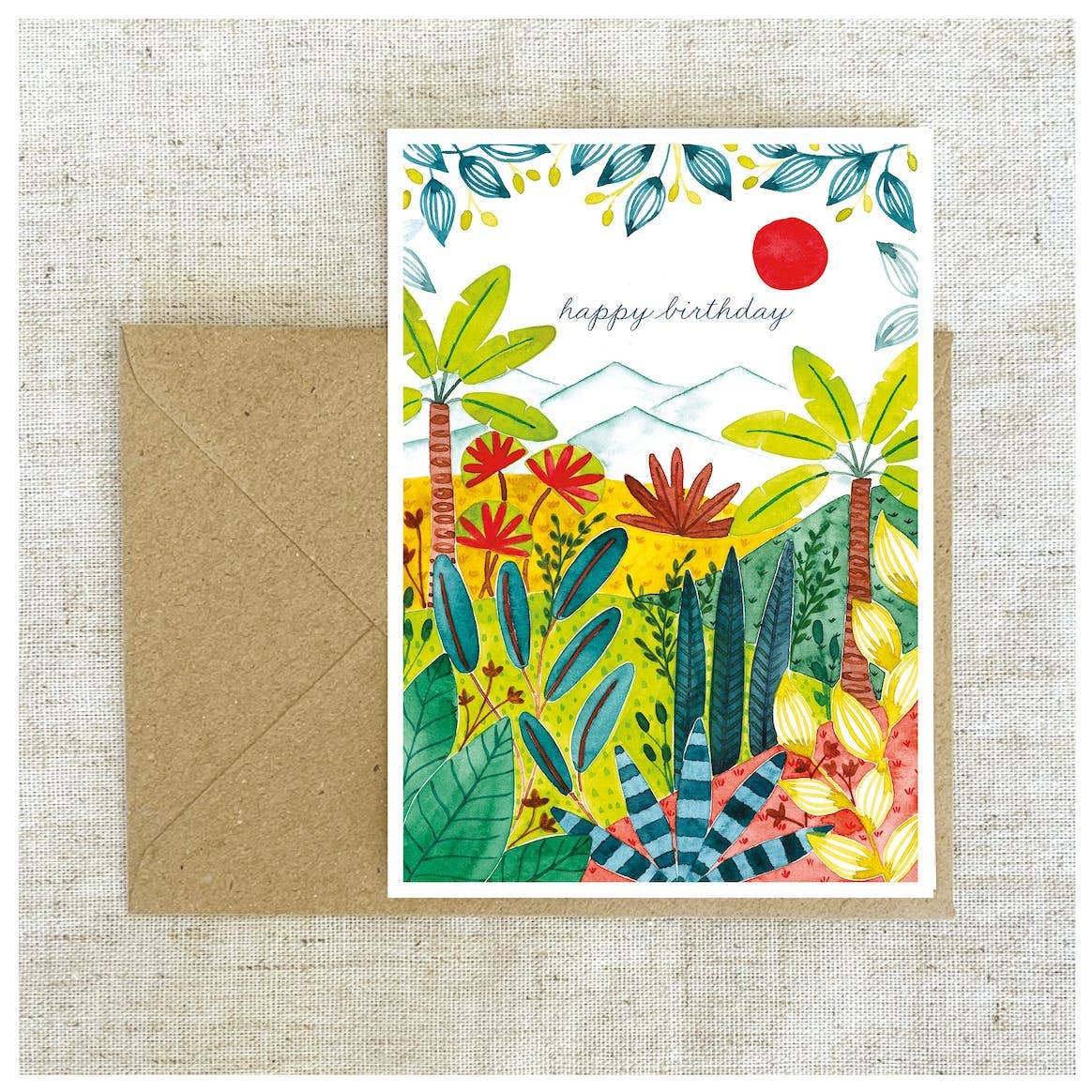 Cartolina con riproduzione acquerello - Bellezze vegetali e fiori - Happy birthday