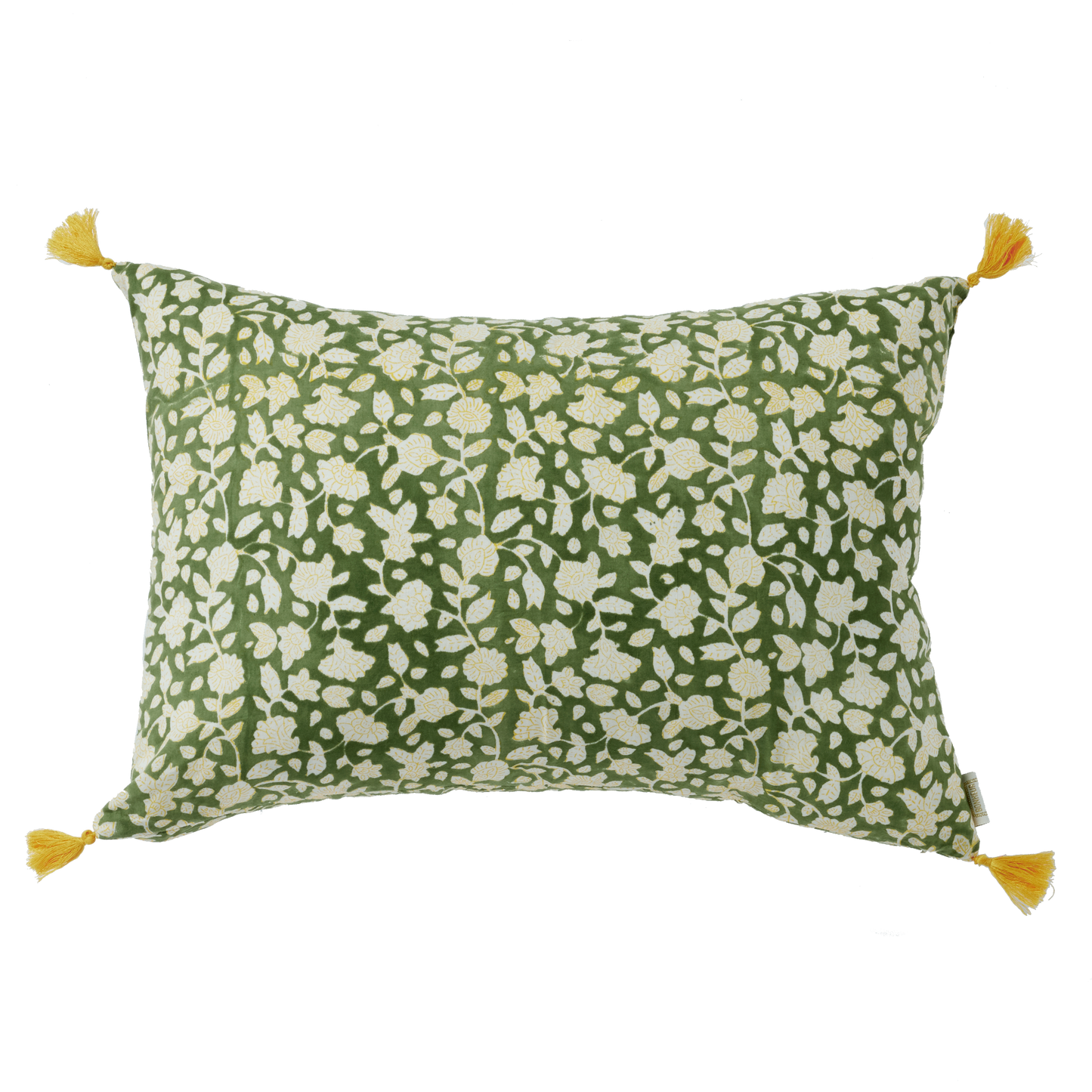 Fodera per cuscino con stampa floreale indiana - modello Jaya Vert - dim. 35x50 cm
