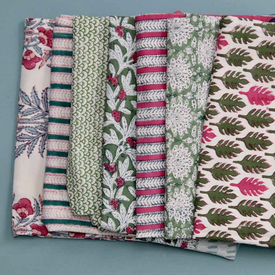 Strofinaccio da cucina Handmade - Modello Funkystripes Carmine - stampato a mano - 100% Cotone