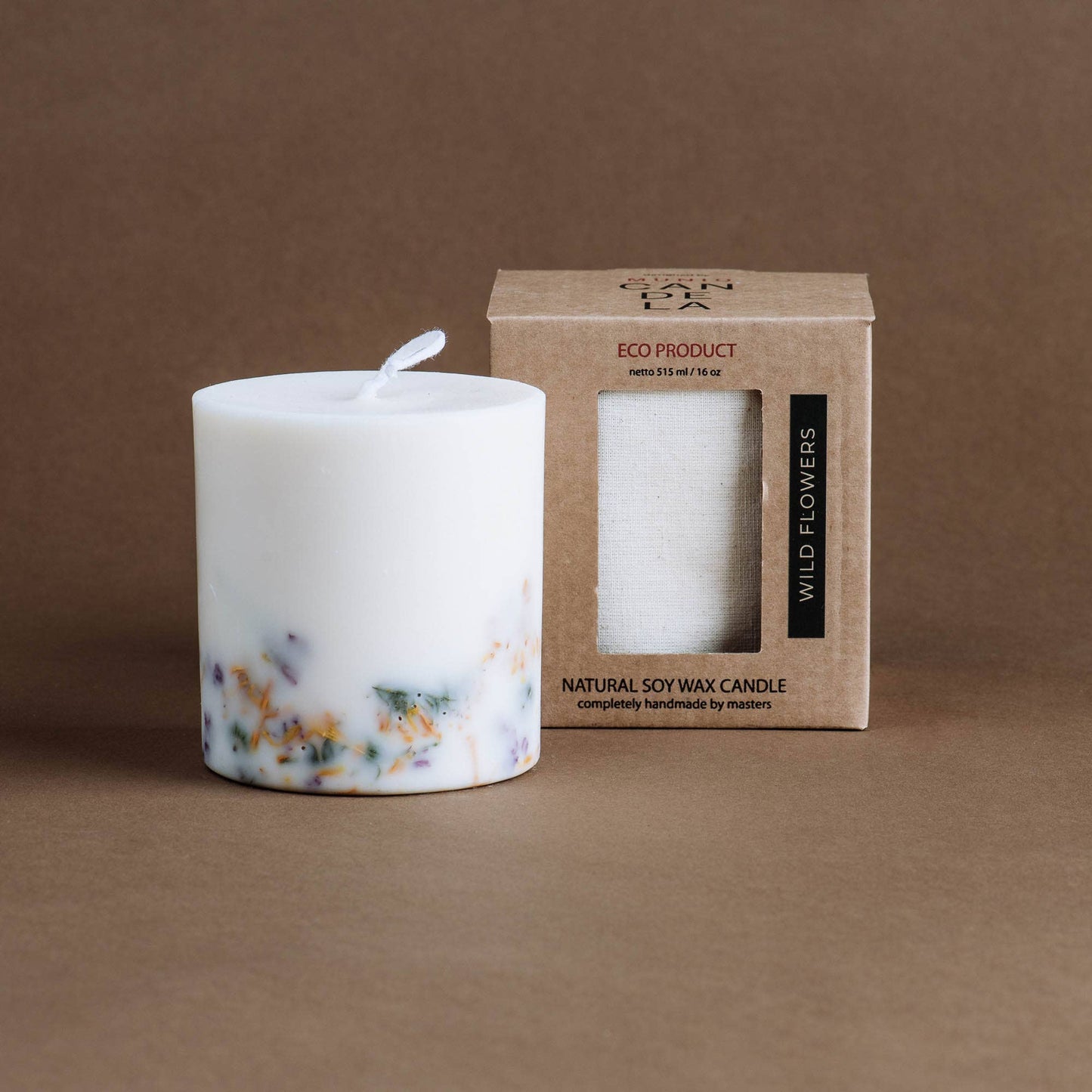 Candela con fiori selvatici - Candela botanica artigianale - Fatta a mano