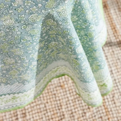 Tovaglia stampata a mano - Arushi Blu Verde dim. 170x 300 cm