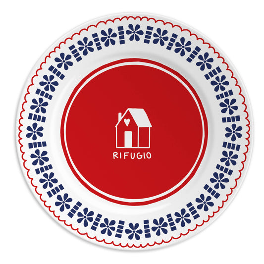 RIFUGIO - Piatto in porcellana con scritta