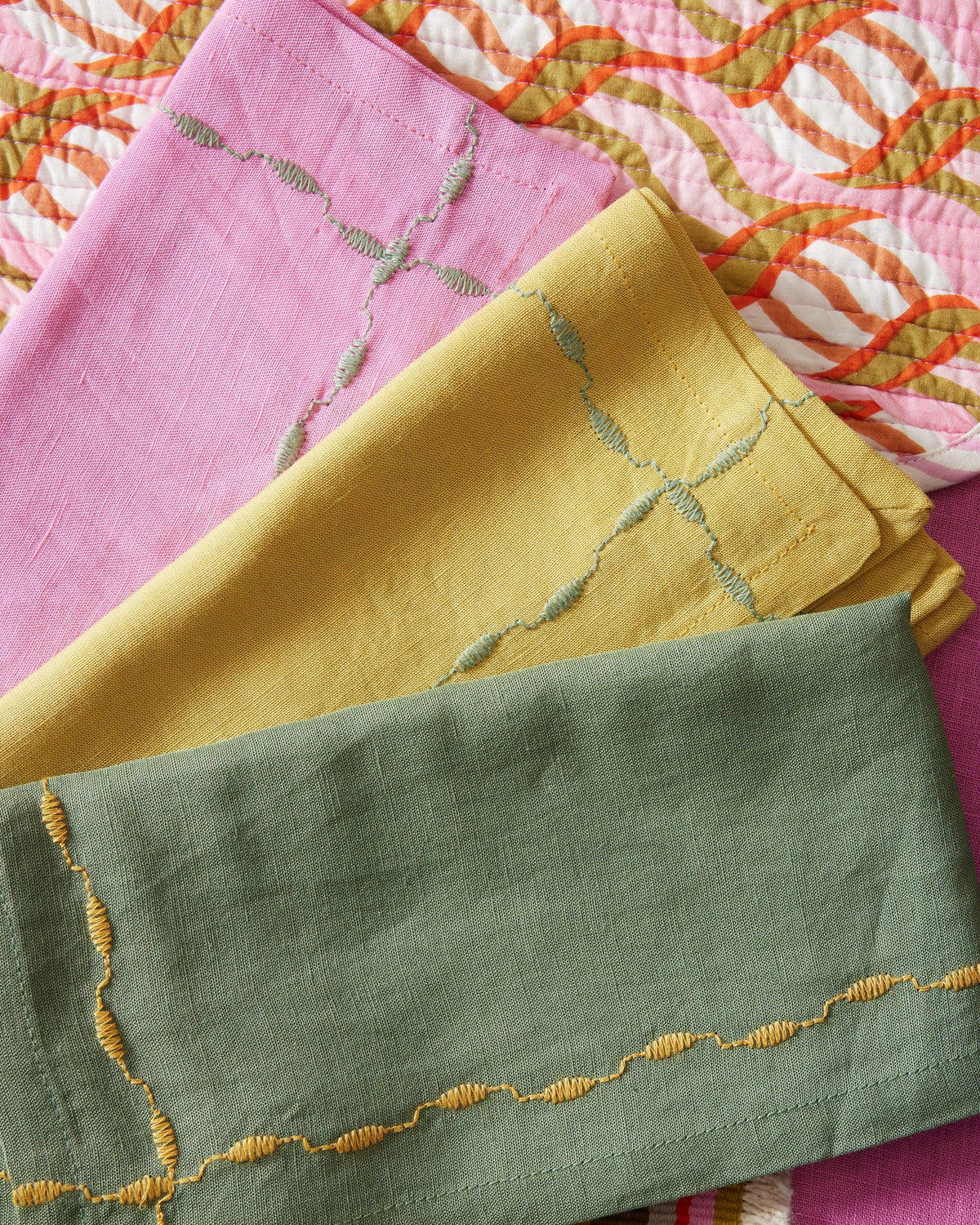 Set di 2 tovaglioli "Meadow" - Lino & Cotone Rosa