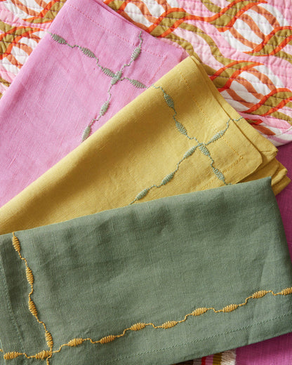 Set di 2 tovaglioli "Meadow" - Lino & Cotone Rosa
