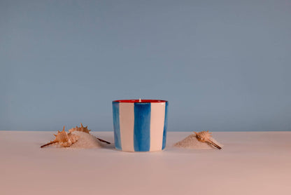 L'OBJET di SEVENREEDS - CANDELA PROFUMATA - SALE DELLA BAIA RIGATO AZZURRO - 320 G