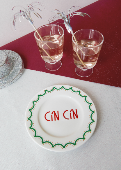 CIN CIN - Piatto in porcellana regalo perfetto per il Natale