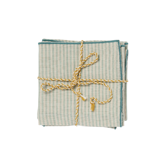 Set di 2 tovaglioli - Righe verde - blu