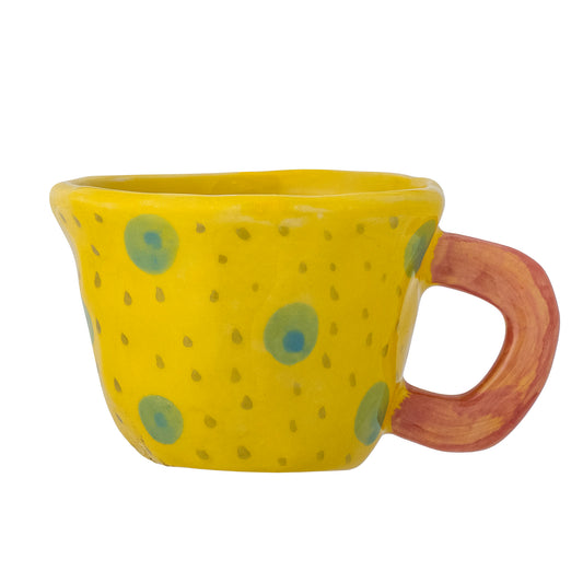 Tazza NINI - gialla a pois verdi e manico rosa