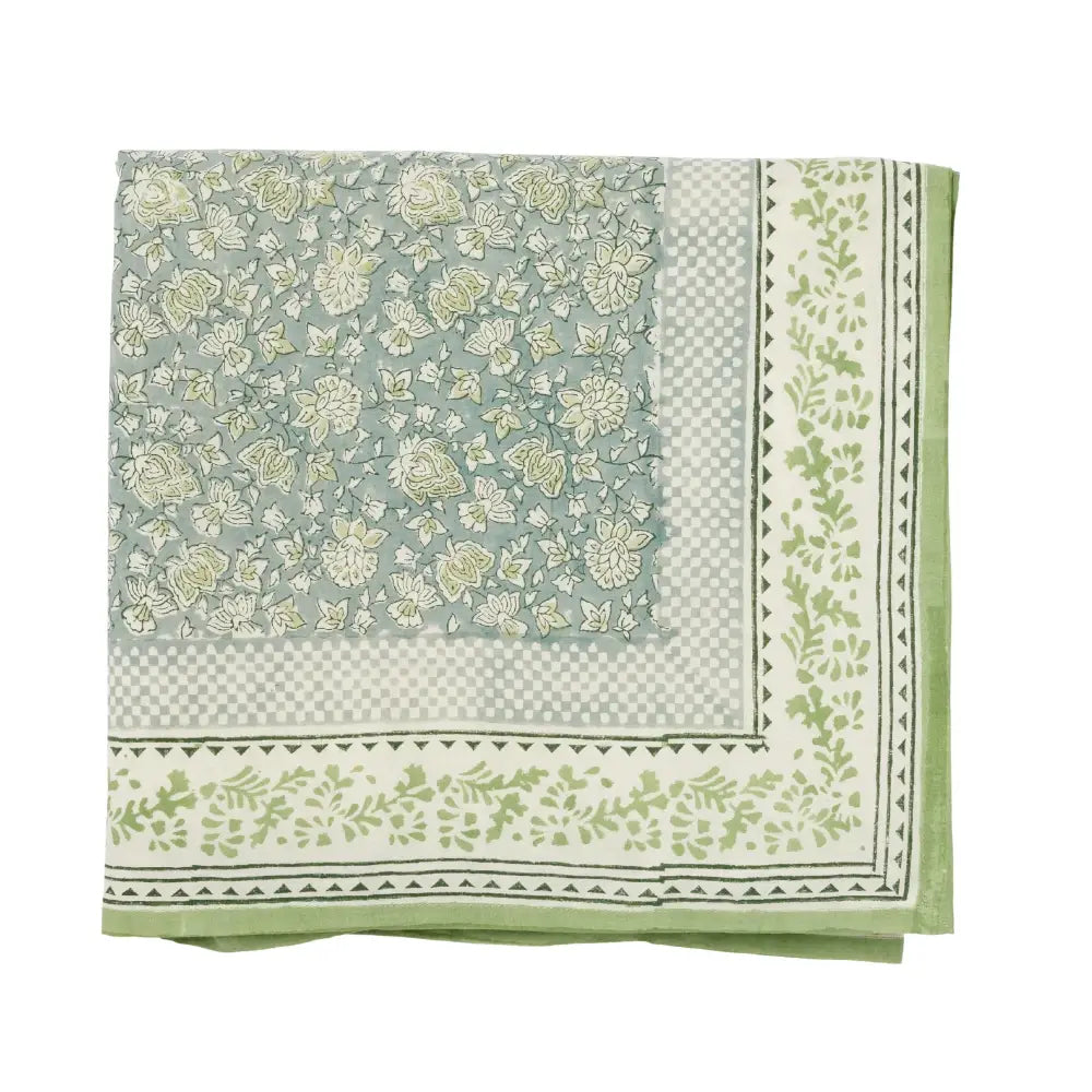 Tovaglia stampata a mano - Arushi Blu Verde dim. 170x 300 cm