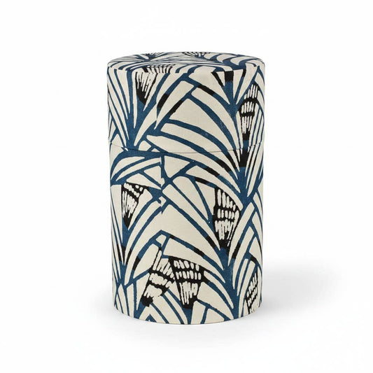 Scatola per tè rivestiti di carta Washi giapponese - fantasia botanica beige, blu, nero (escluso il tè)