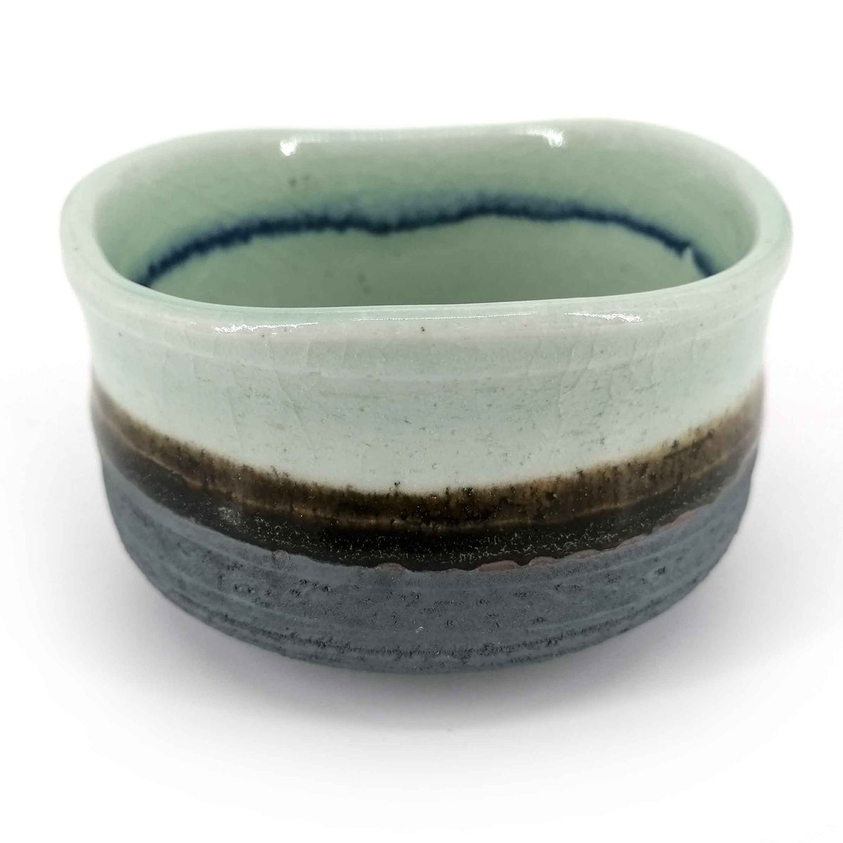 Ciotola giapponese in ceramica, blu, marrone e grigio - BURURAIN
