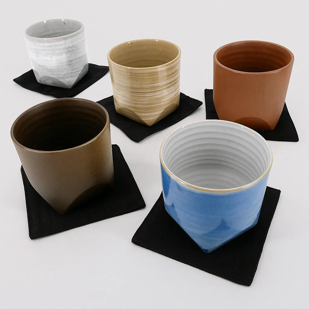 Set di 5 tazze larghe giapponesi - 5 colori - in ceramica GOSAISOROI